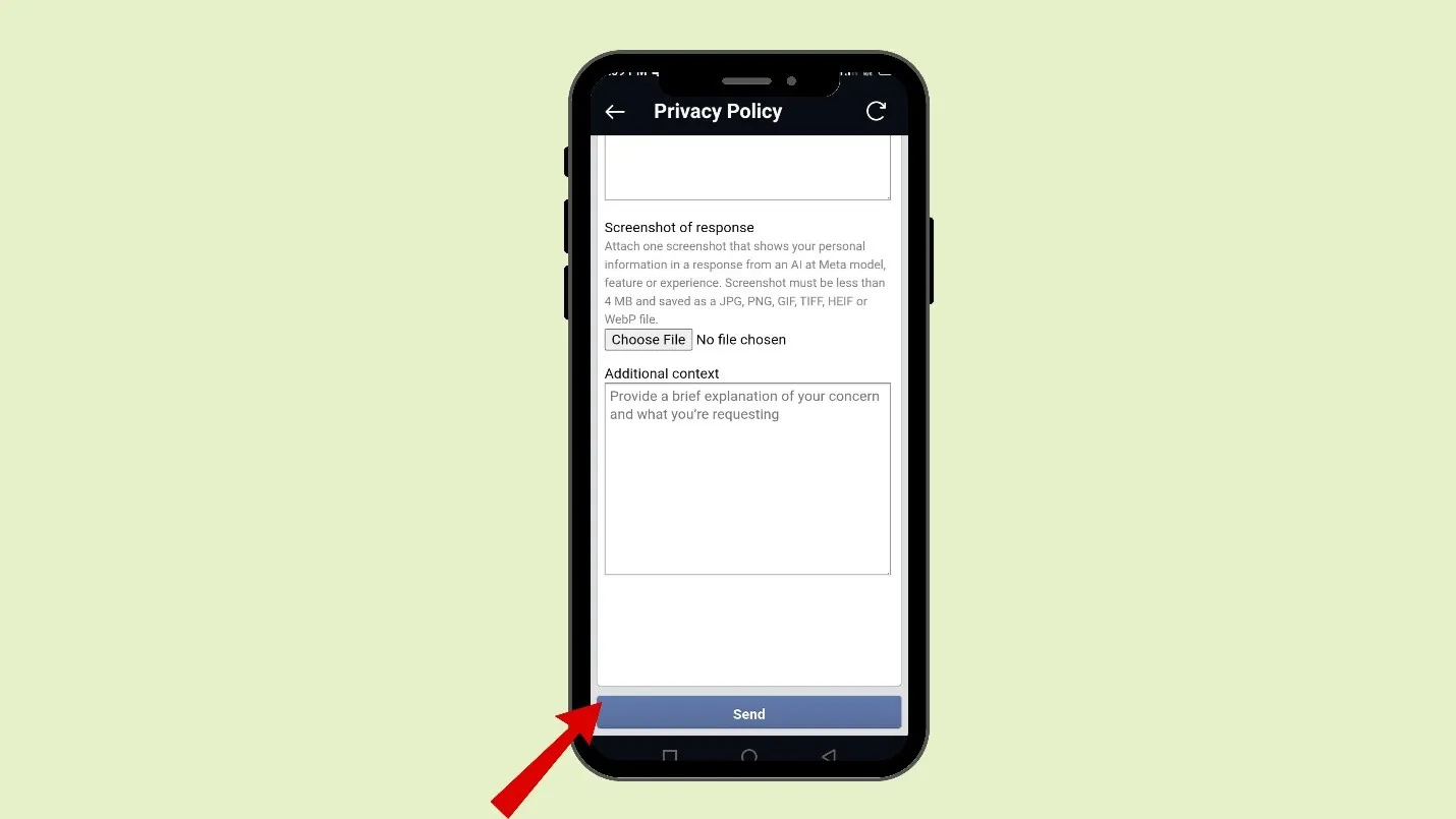 Screenshot of response