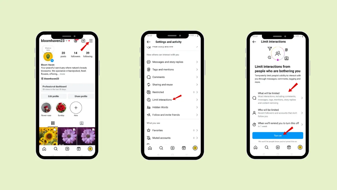 limit Interaction on an Instagram post