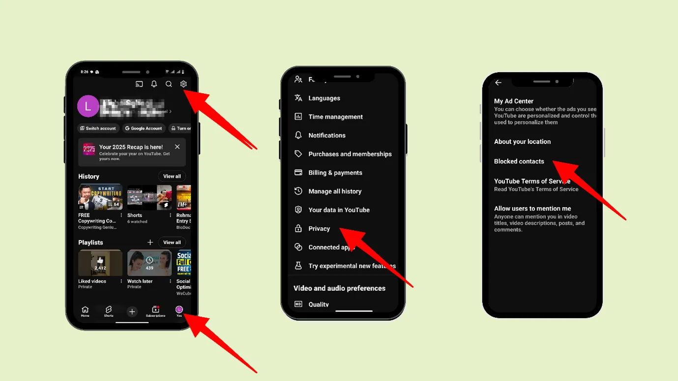 unblock someone on YouTube