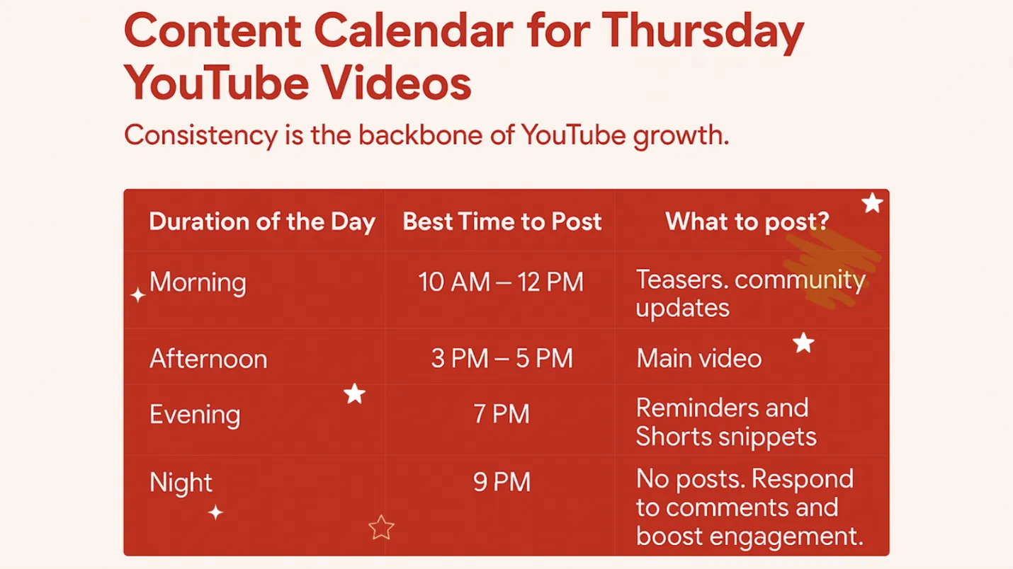 Content Calendar for Thursday YouTube Videos