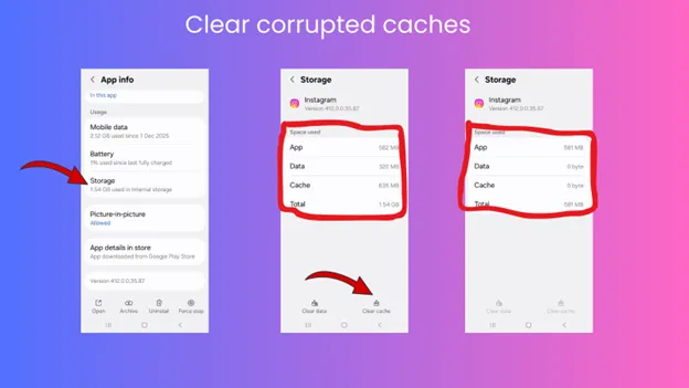 Clear Instagram cache
