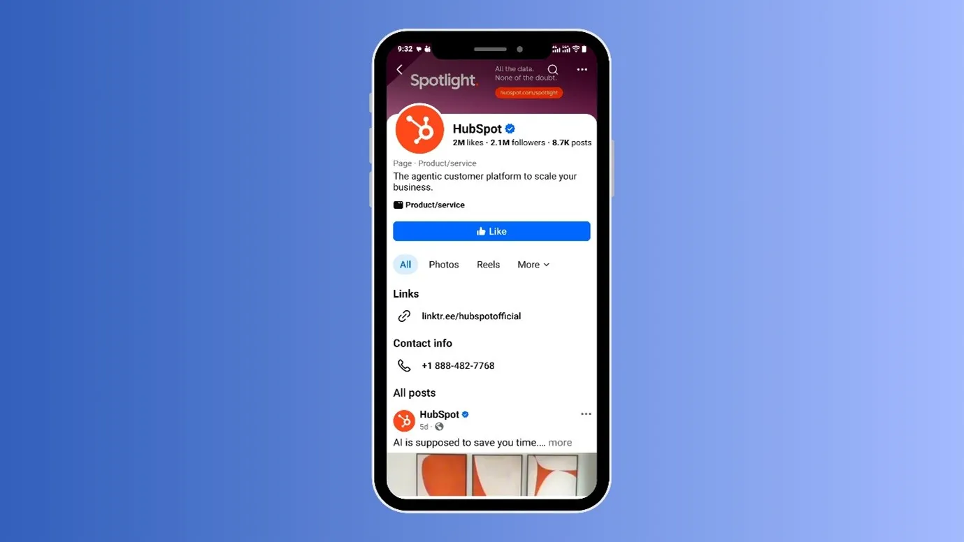 HubSpot Facebook Page