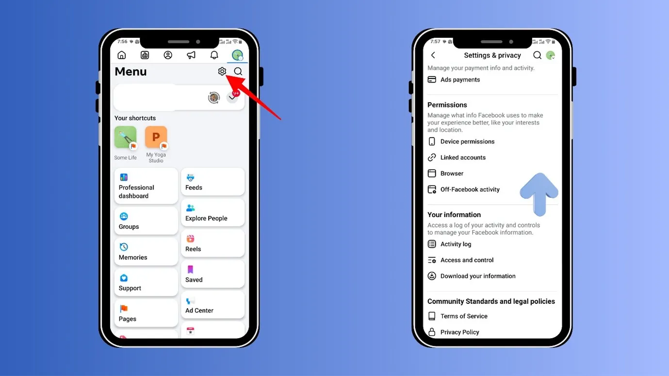 browser settings in Facebook