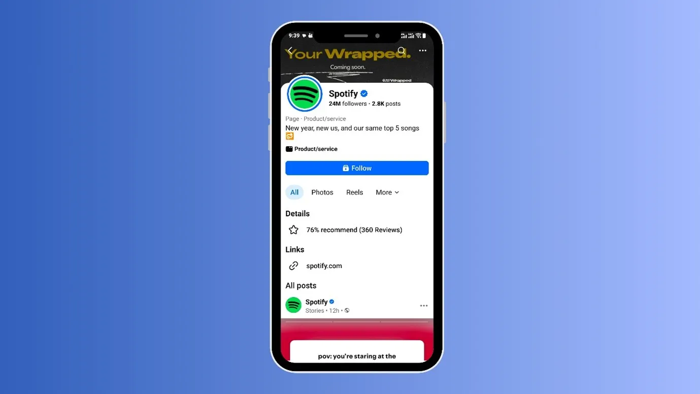 Spotify's Facebook Page