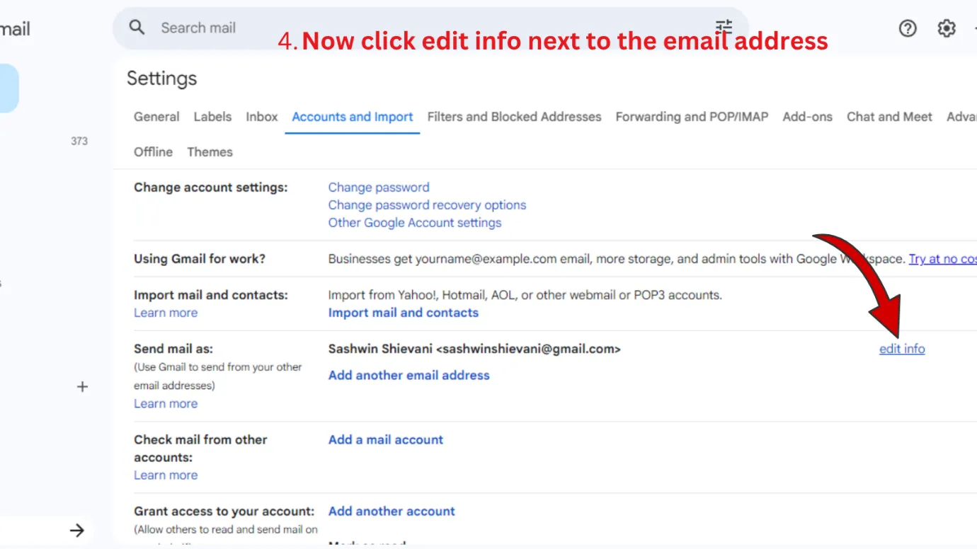 Name and the Gmail account 