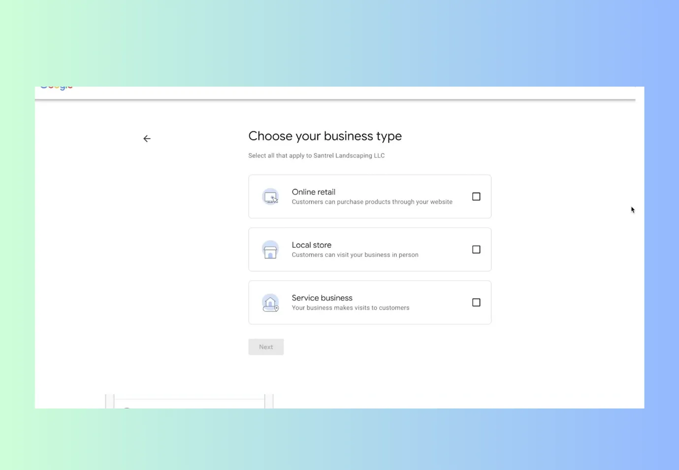 Choose your business type