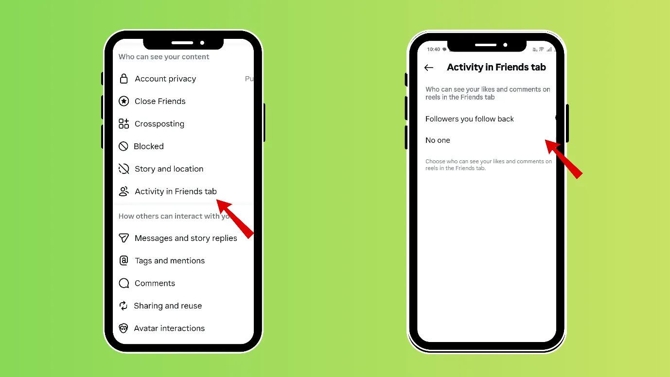 Click on activity on friends feed