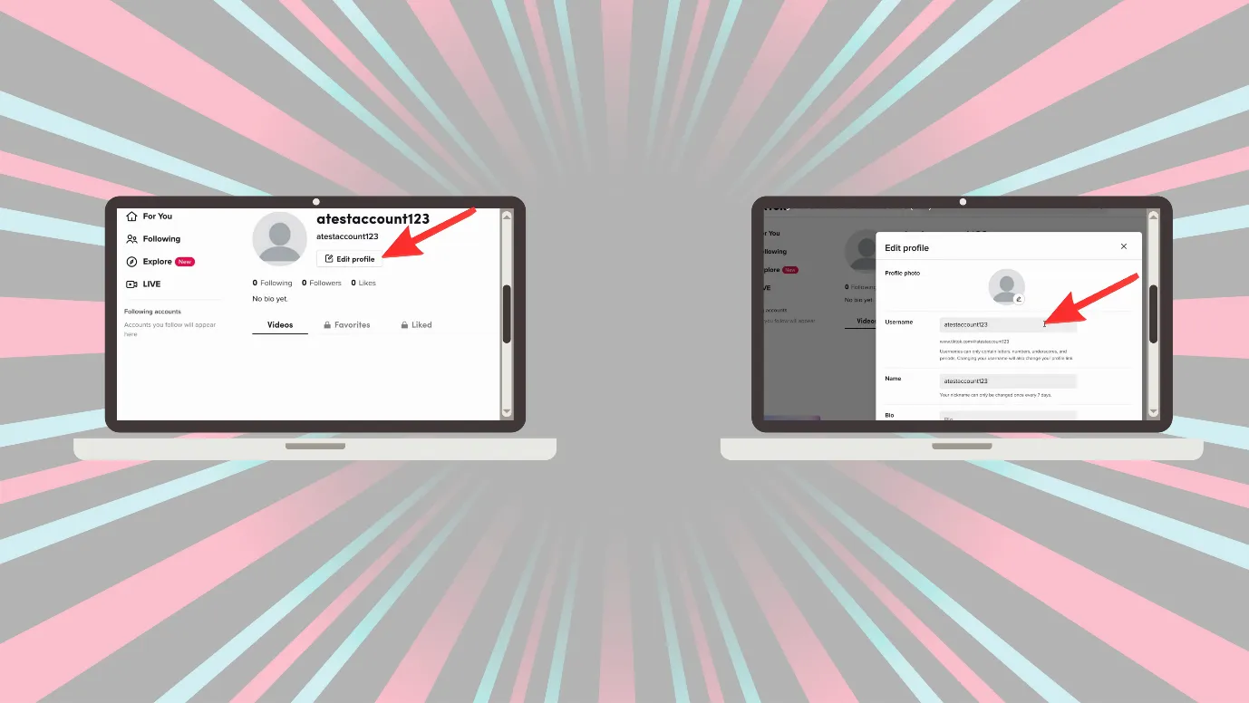 TikTok account on PC