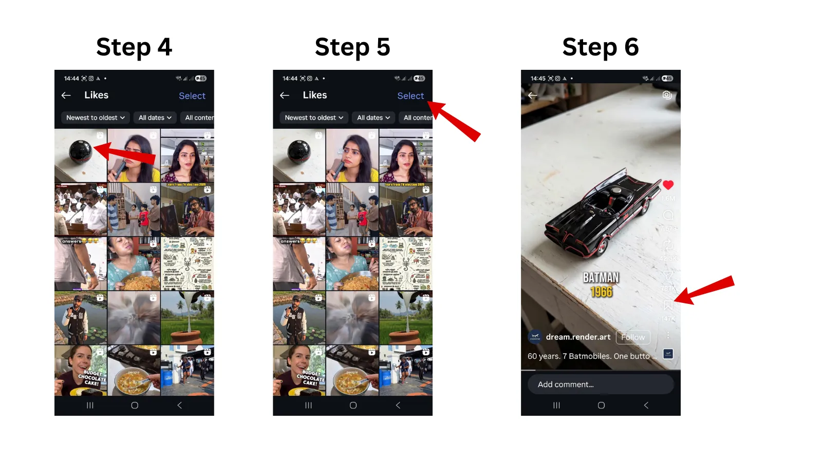 Drop down menu with likes