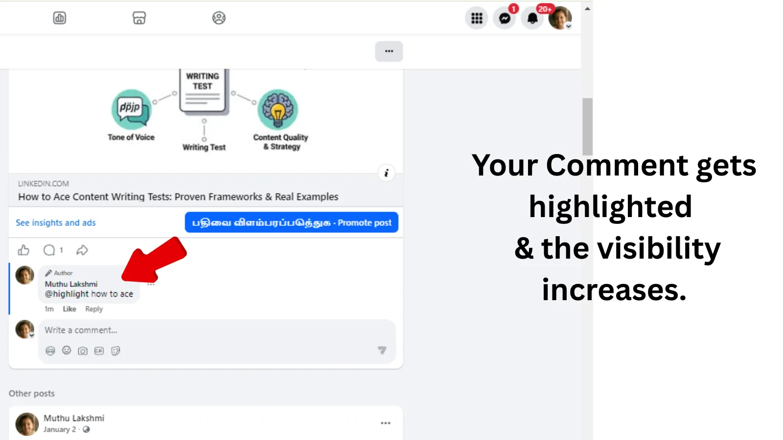 Comment gets highlighted increases