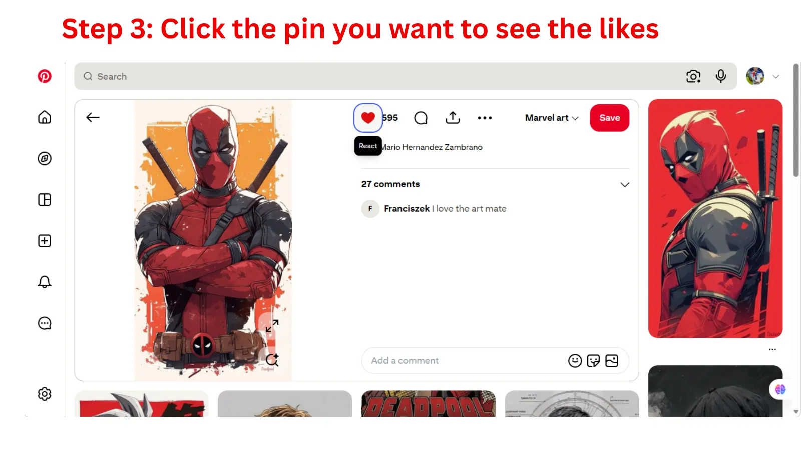 Click the pin you want to see the likes