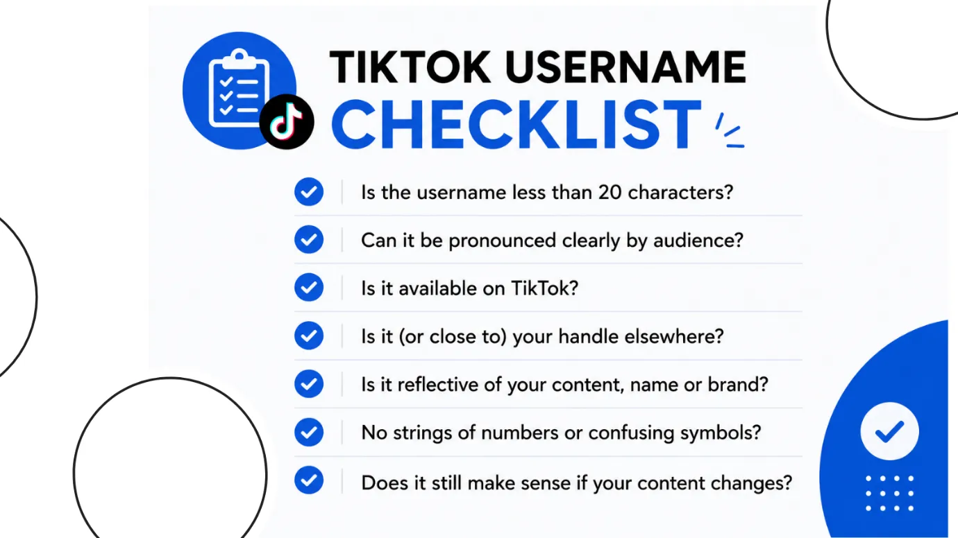 TikTok username checklist