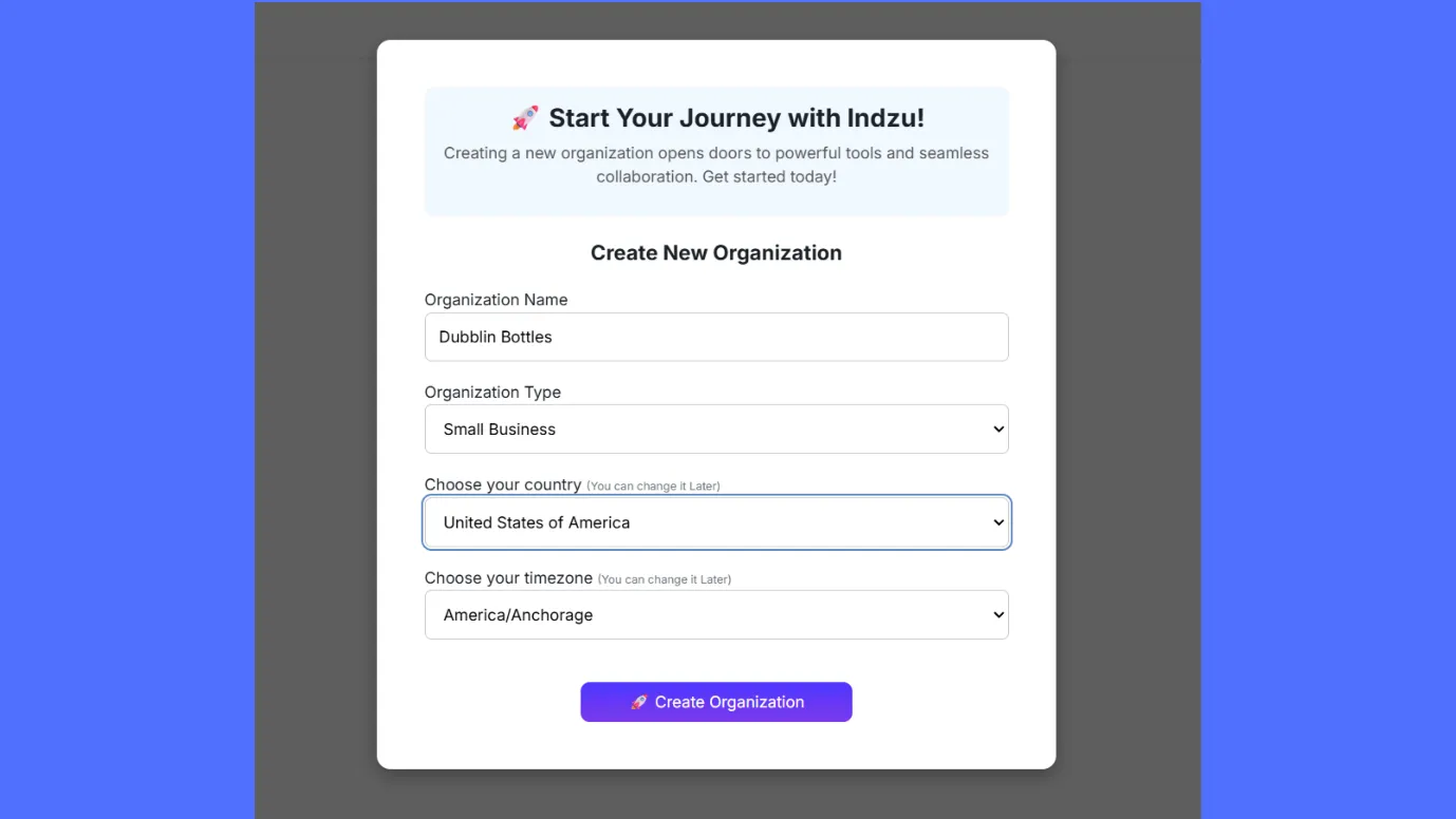 Enter your organization/ business/ profile name