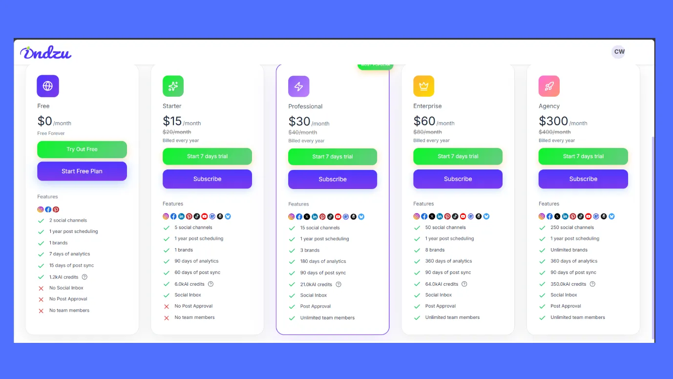 Get started by choosing any plan