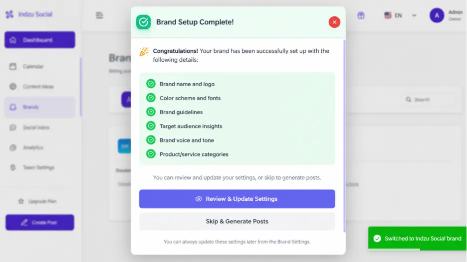Review and update settings