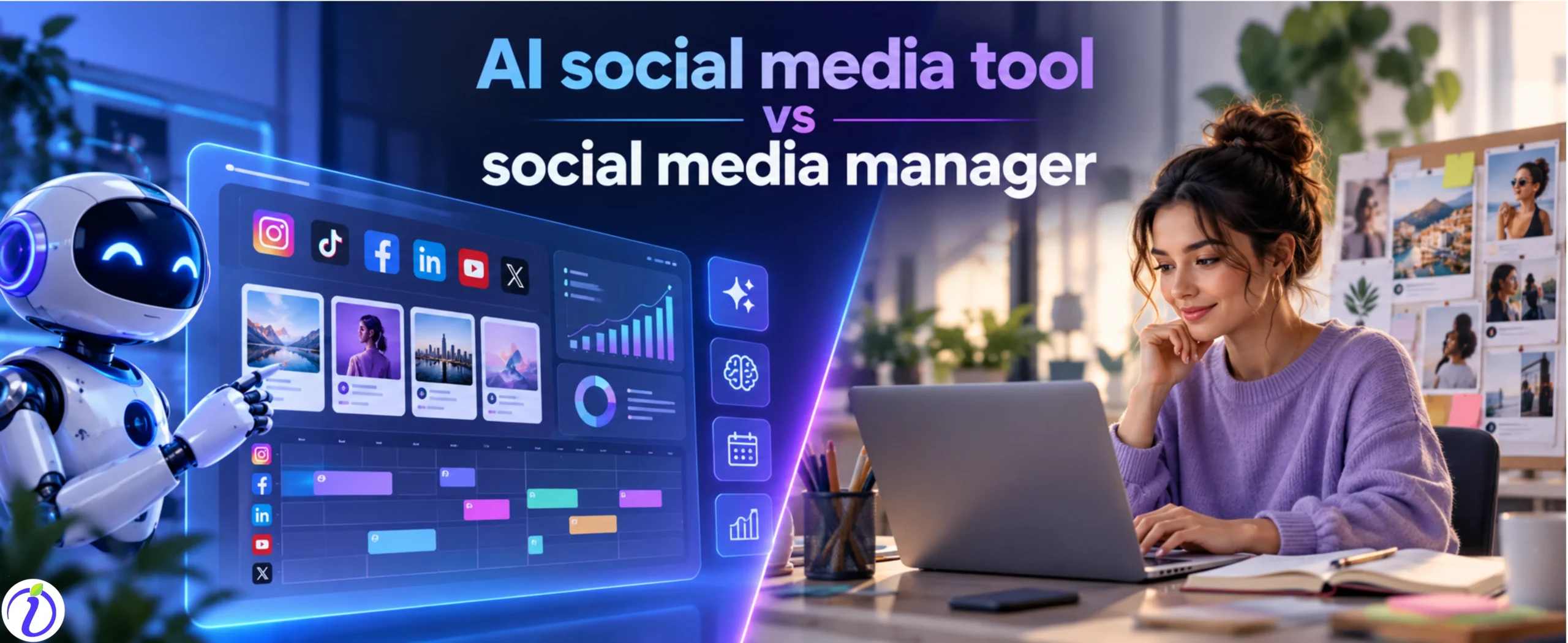 AI social media tool vs social media manager