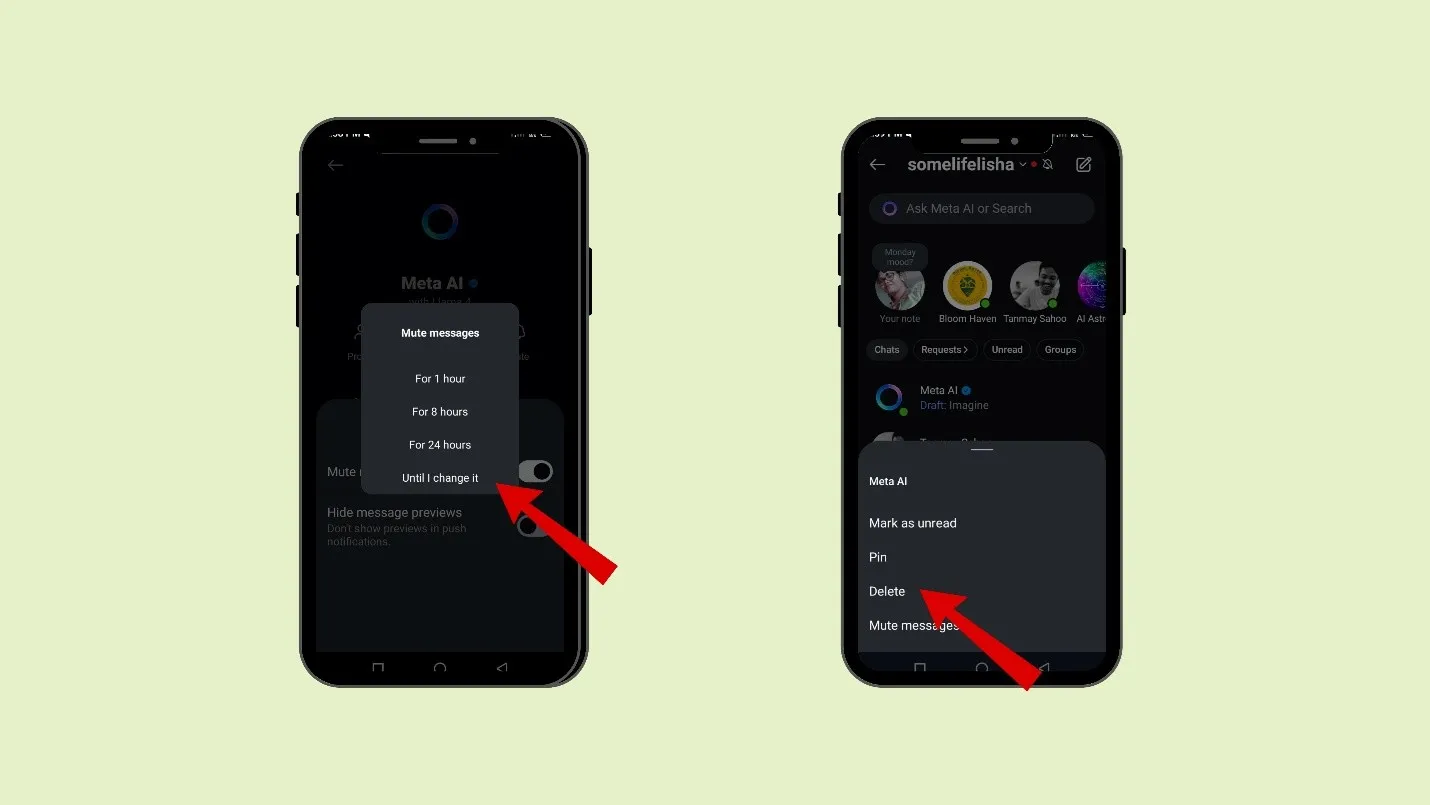 delete the Meta AI message